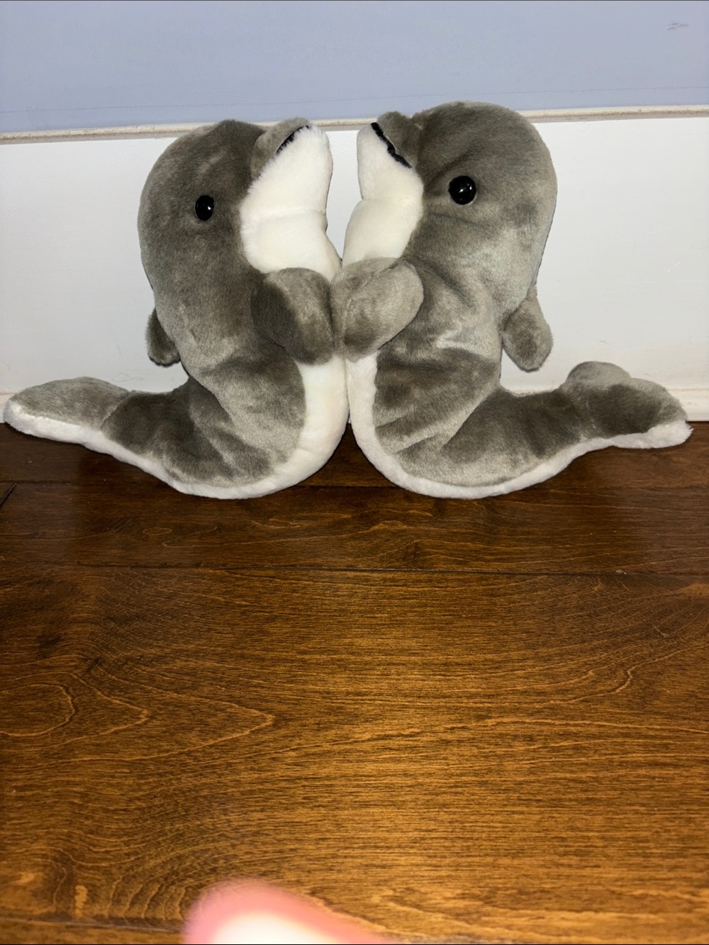 FIESTA Pair of Gray and White Dolphin Plush Toys